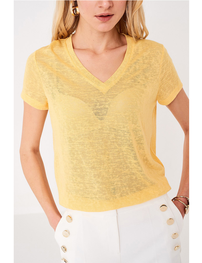 Yellow V-Neck T-Shirt