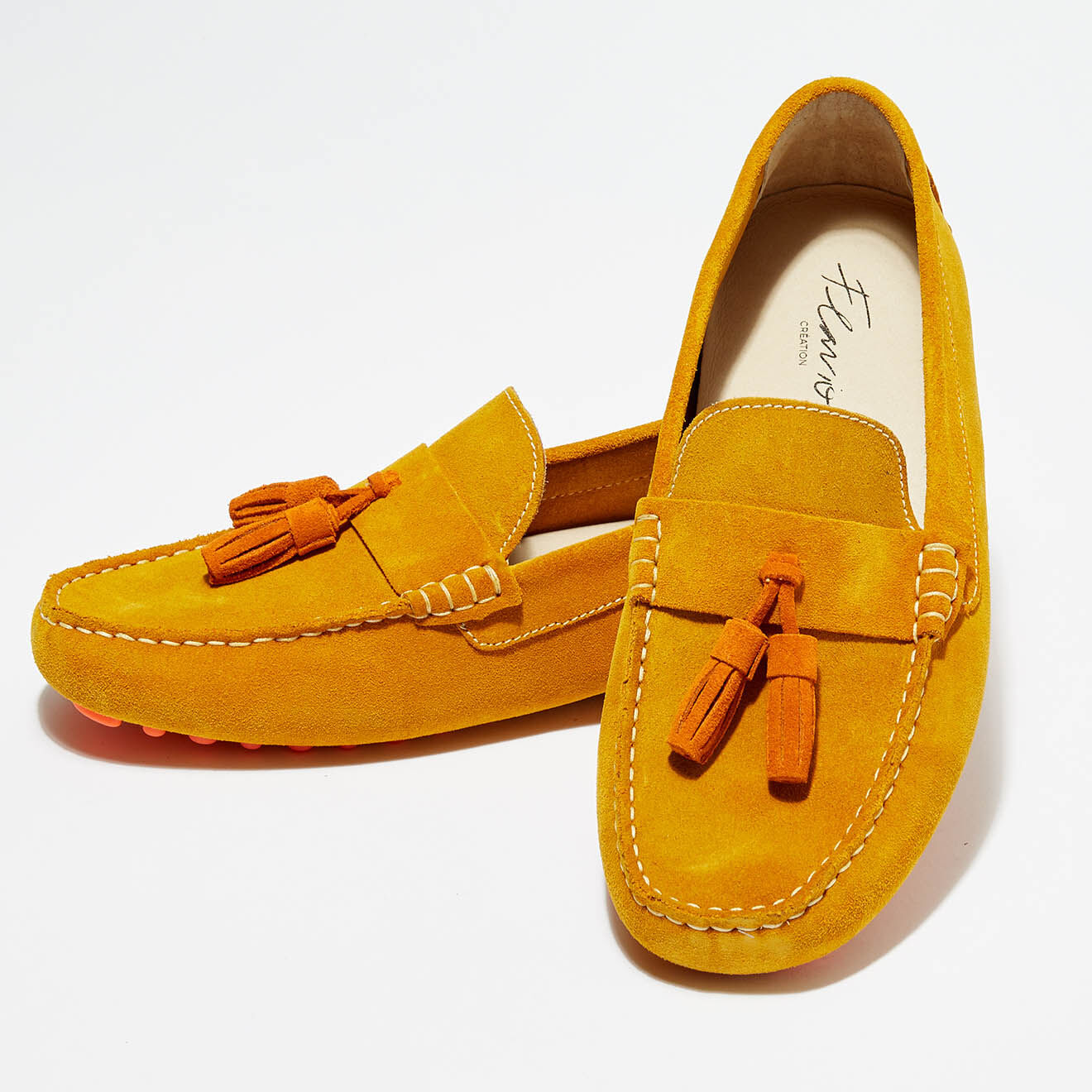 Flavio Création Mocassins en Velours Cuir Manu camel