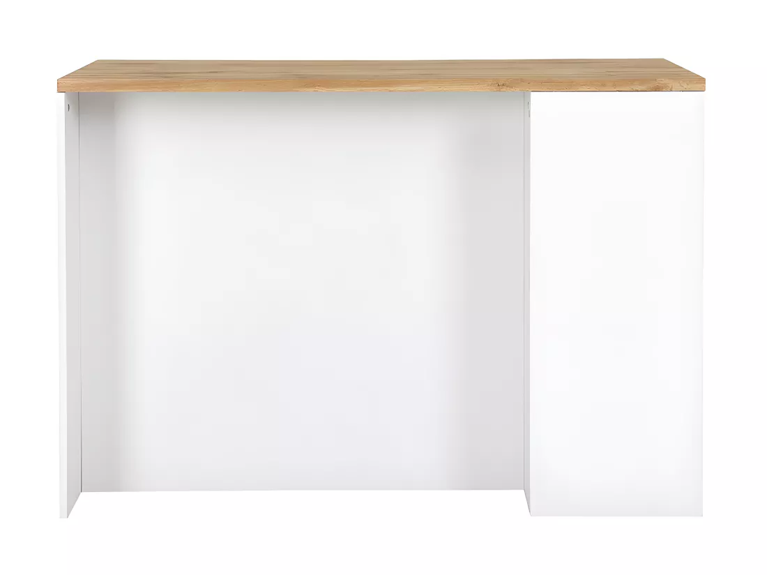 Ilot central de cuisine avec rangements - Blanc et Naturel - MEILI