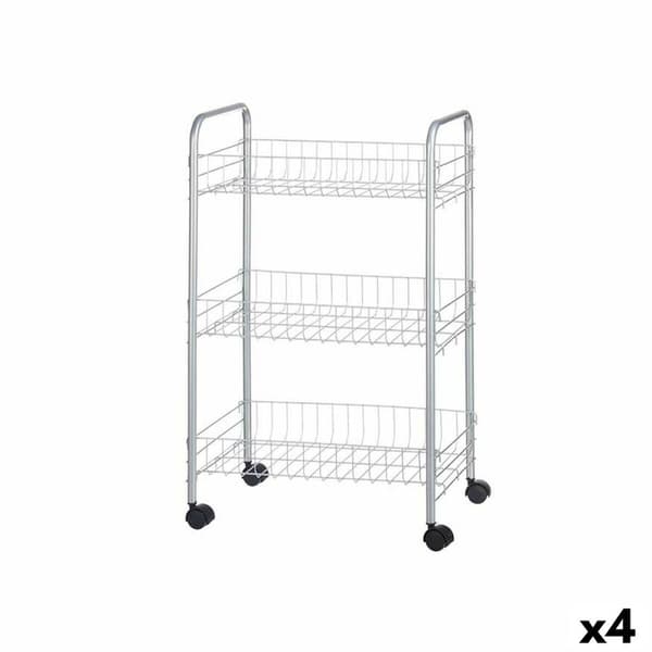 Vegetabilsk tralle Sølv Metall Plast 37 x 27 x 62,3 cm (4 enheter)