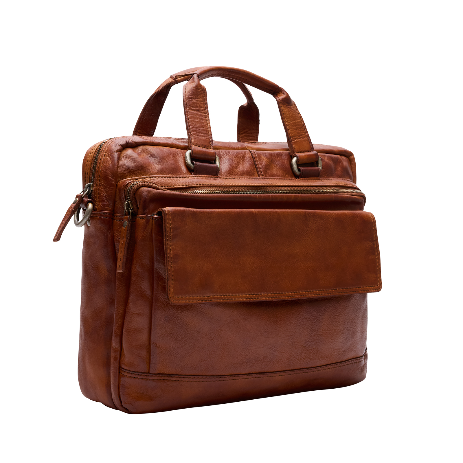 Cognac leren laptoptas 16 inch