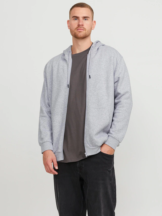 Jack & Jones PlusSize Kapuzensweatjacke »JJEBRADLEY mit Kapuze und weichem Innenmaterial«, unifarben, modisch, relaxed fit, Materialmix
