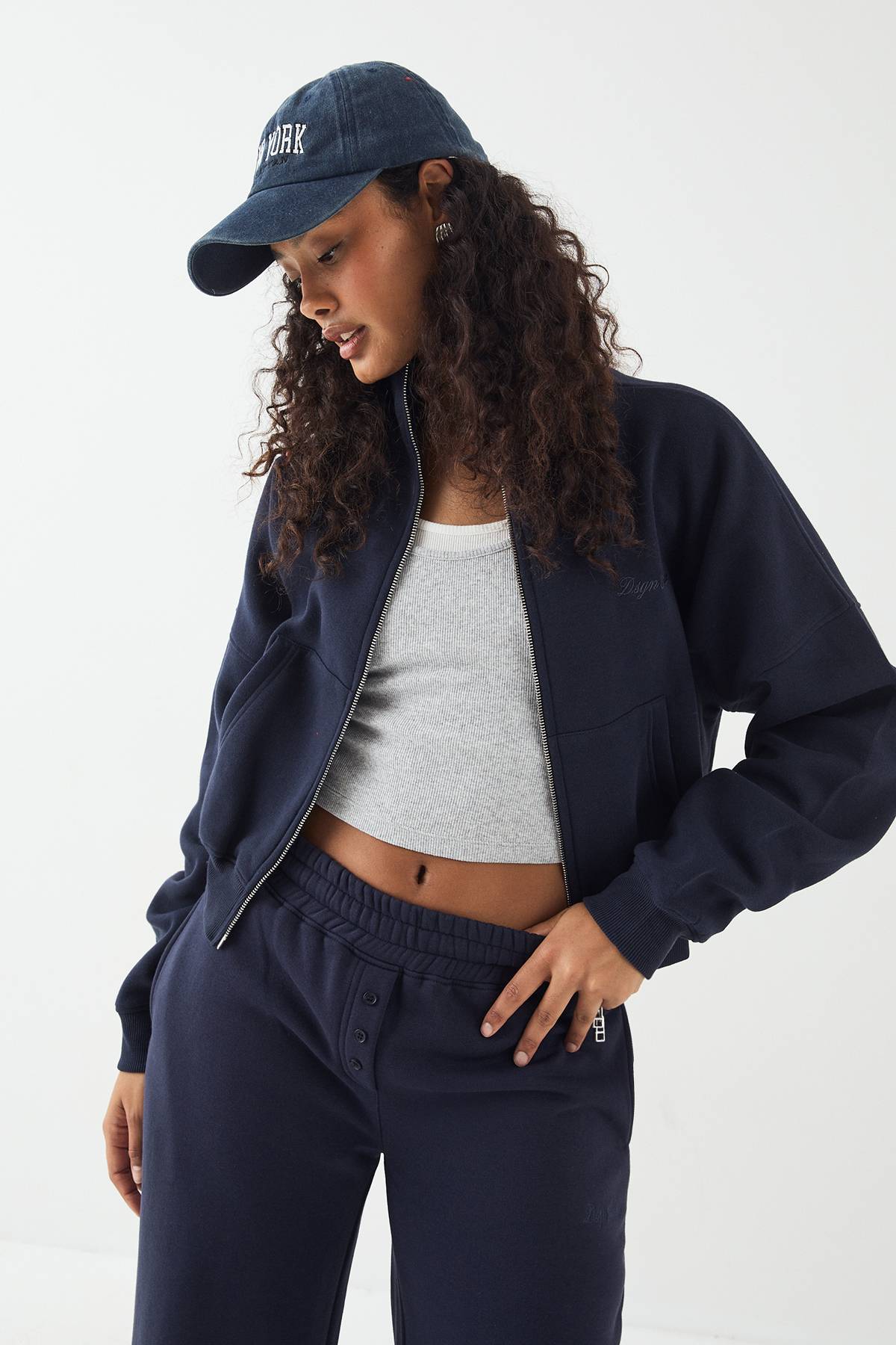 Bomber DSGN Studio à Col Montant avec Broderie et Fermeture Éclair