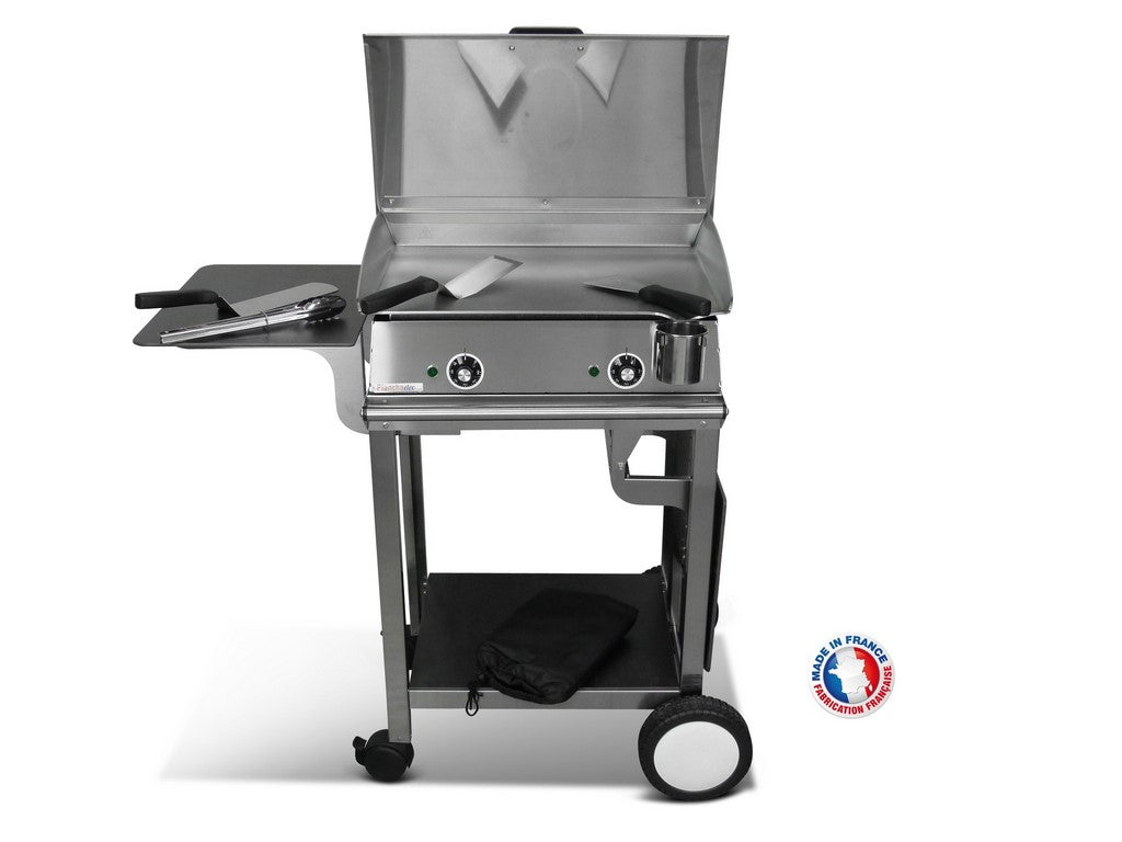 Pack plancha électrique PlanchaElec Lux 600 Inox - Chariot Rivoli Plan