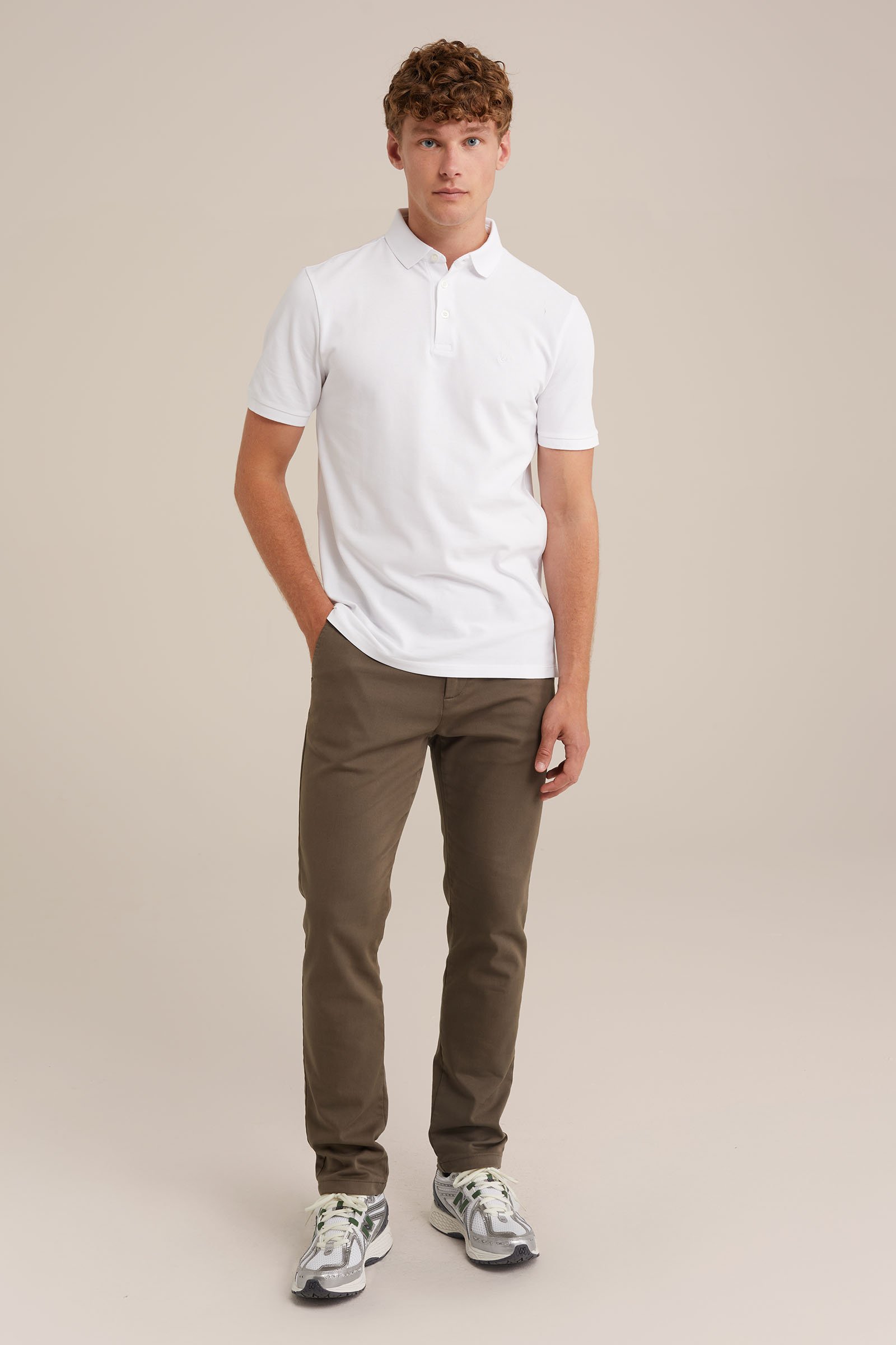 polo met structuur WE Fashion Wit