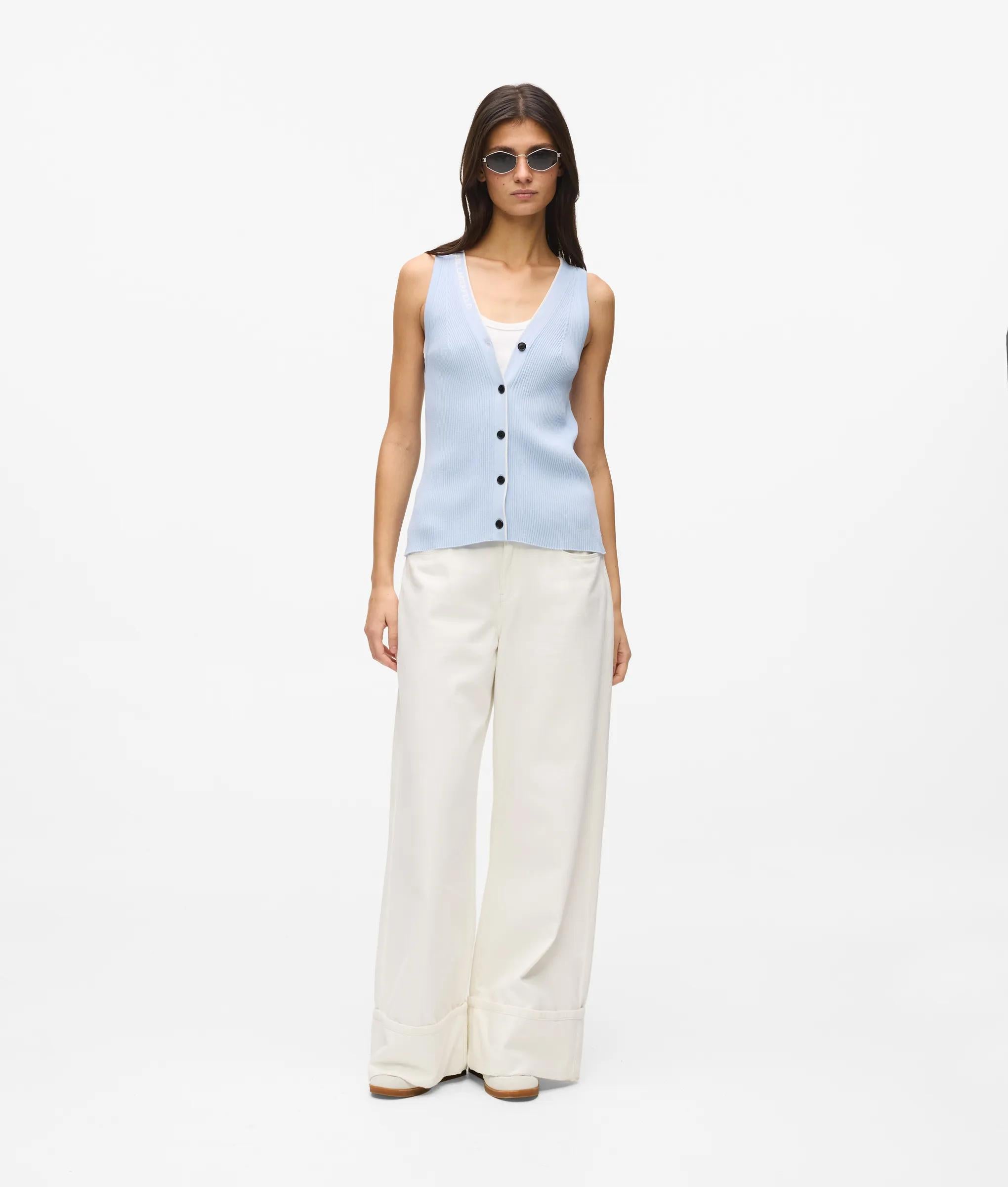 Gebreide top met V-hals en logo