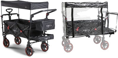 North 13.5 Transporter Vogn inkl. Regntrekk, Black/Grey