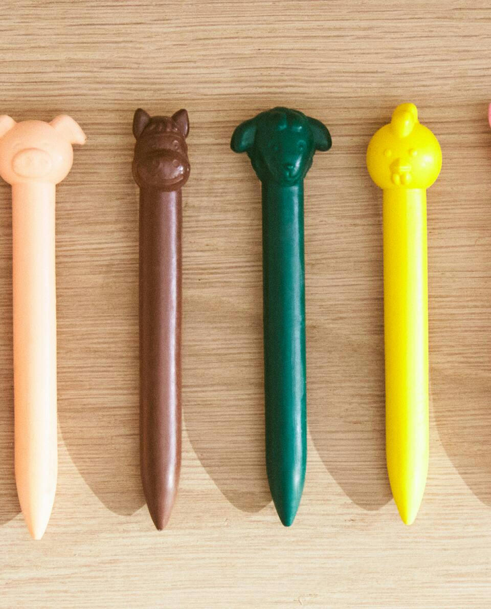 Giz de cera com cores de animais