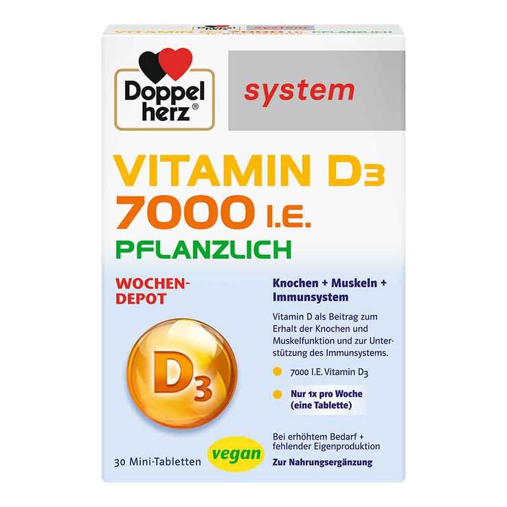 Doppelherz Vitamin D3 7000 I.E. pflanzlich sys.TAB, 30 St