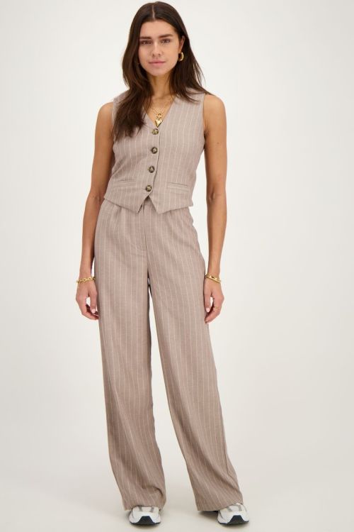 Beige pinstripe pantalon