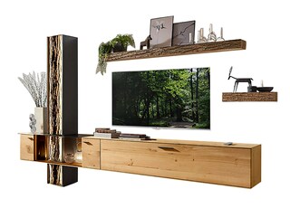 hartmann Wohnwand RUNA Kerneiche Natur/ Applikation Rinde