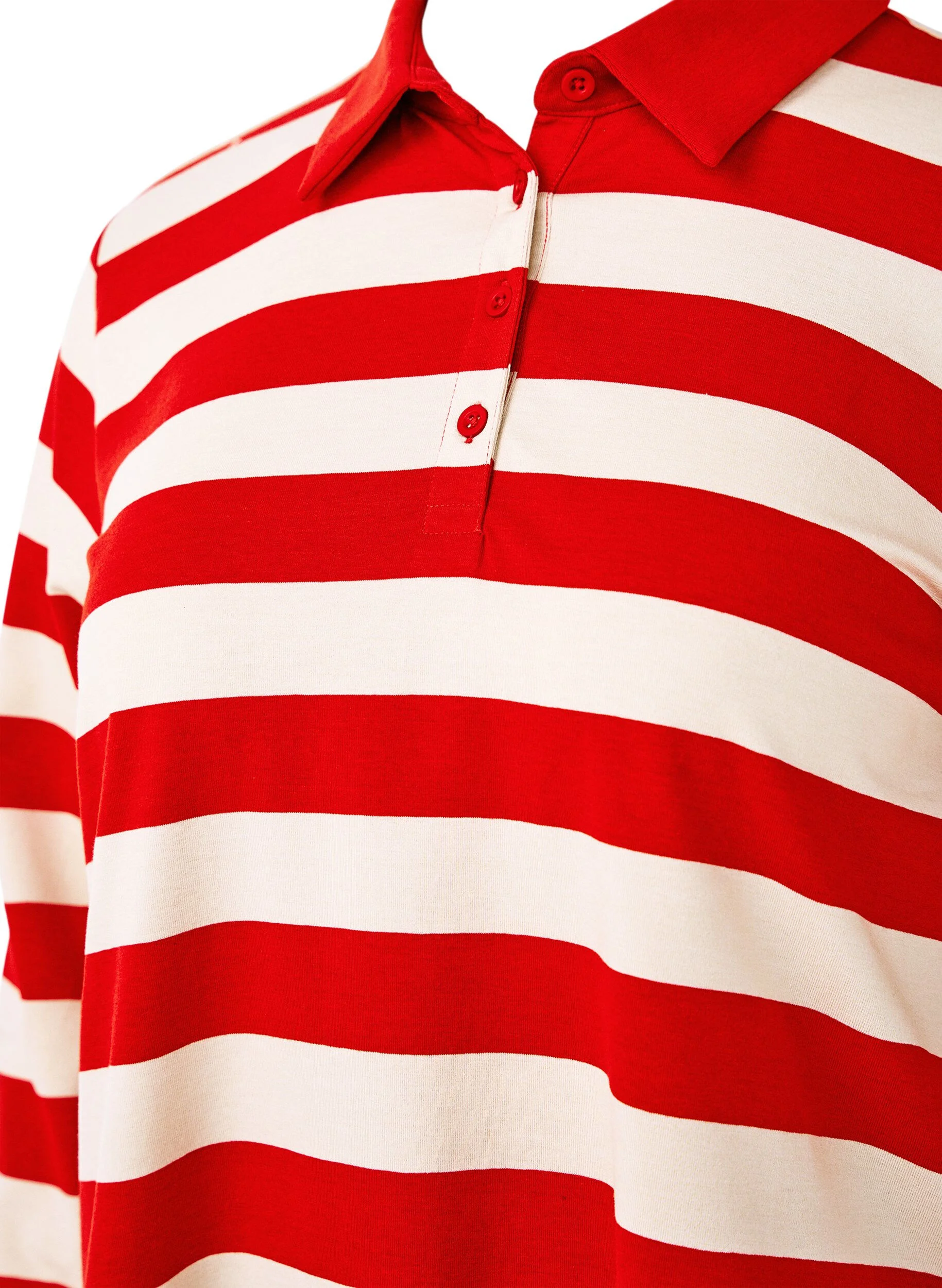 Langærmet poloshirt med striber
