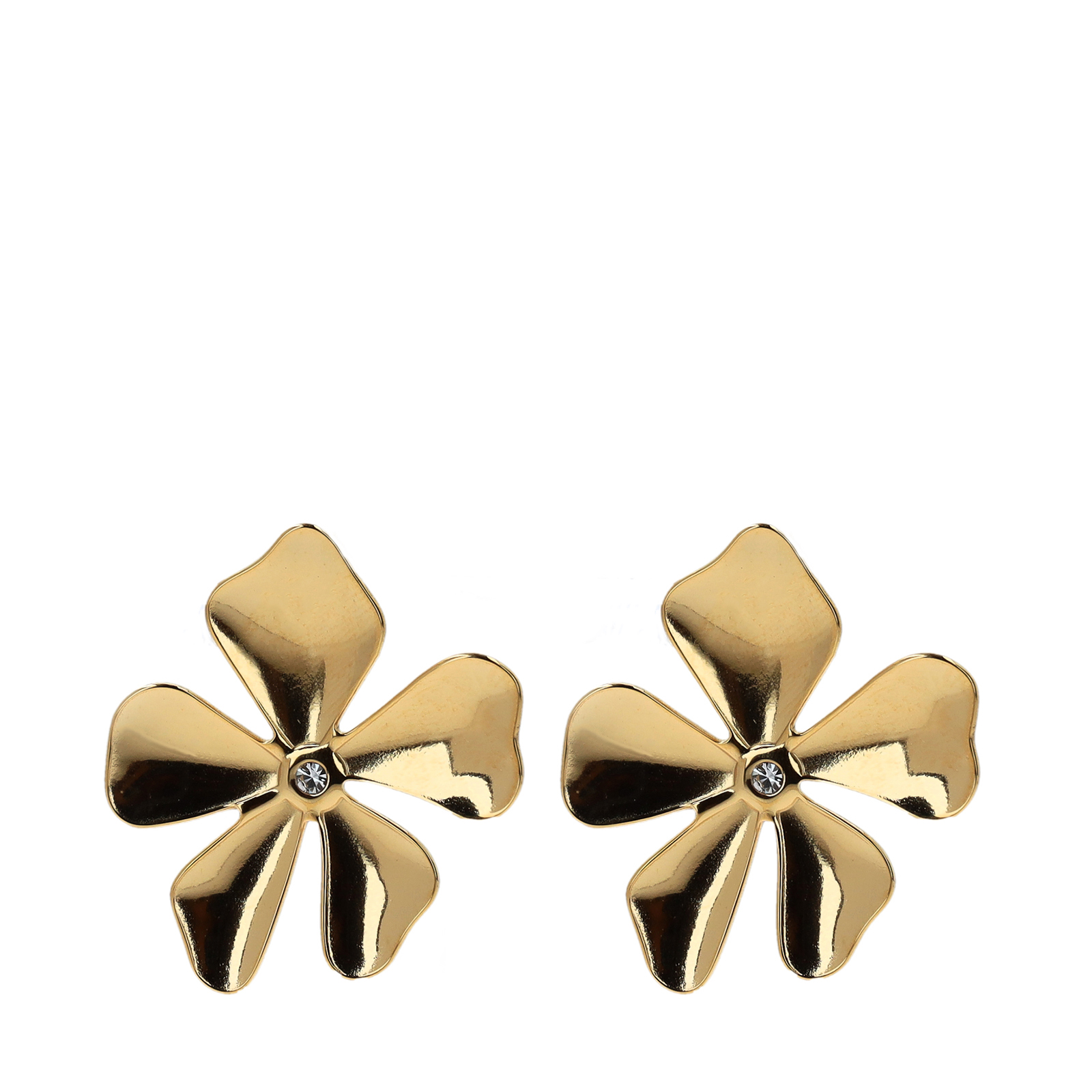 Gouden statement bloemetjes oorbellen