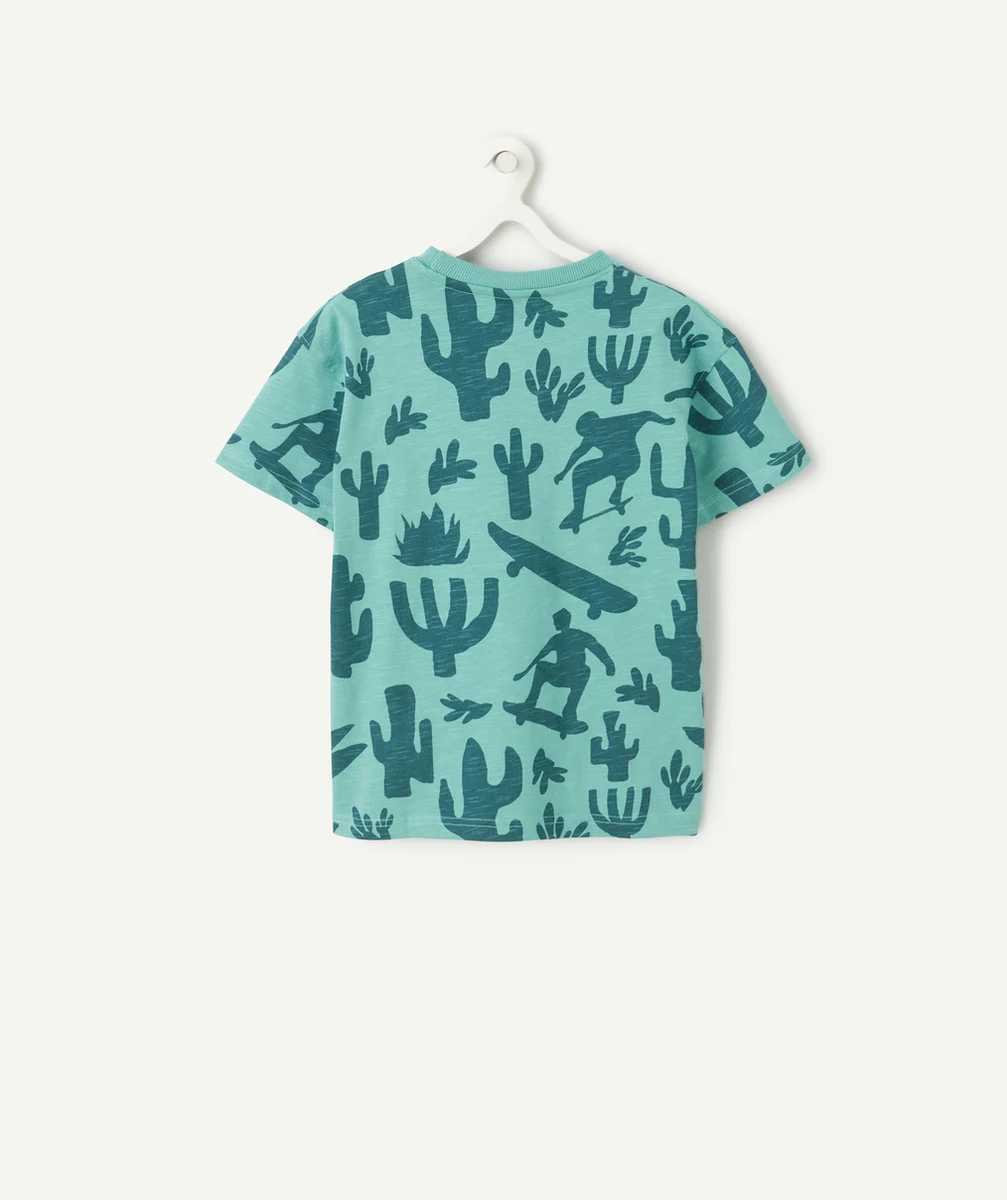 t-shirt manches court garçon en coton bio imprimé cactus