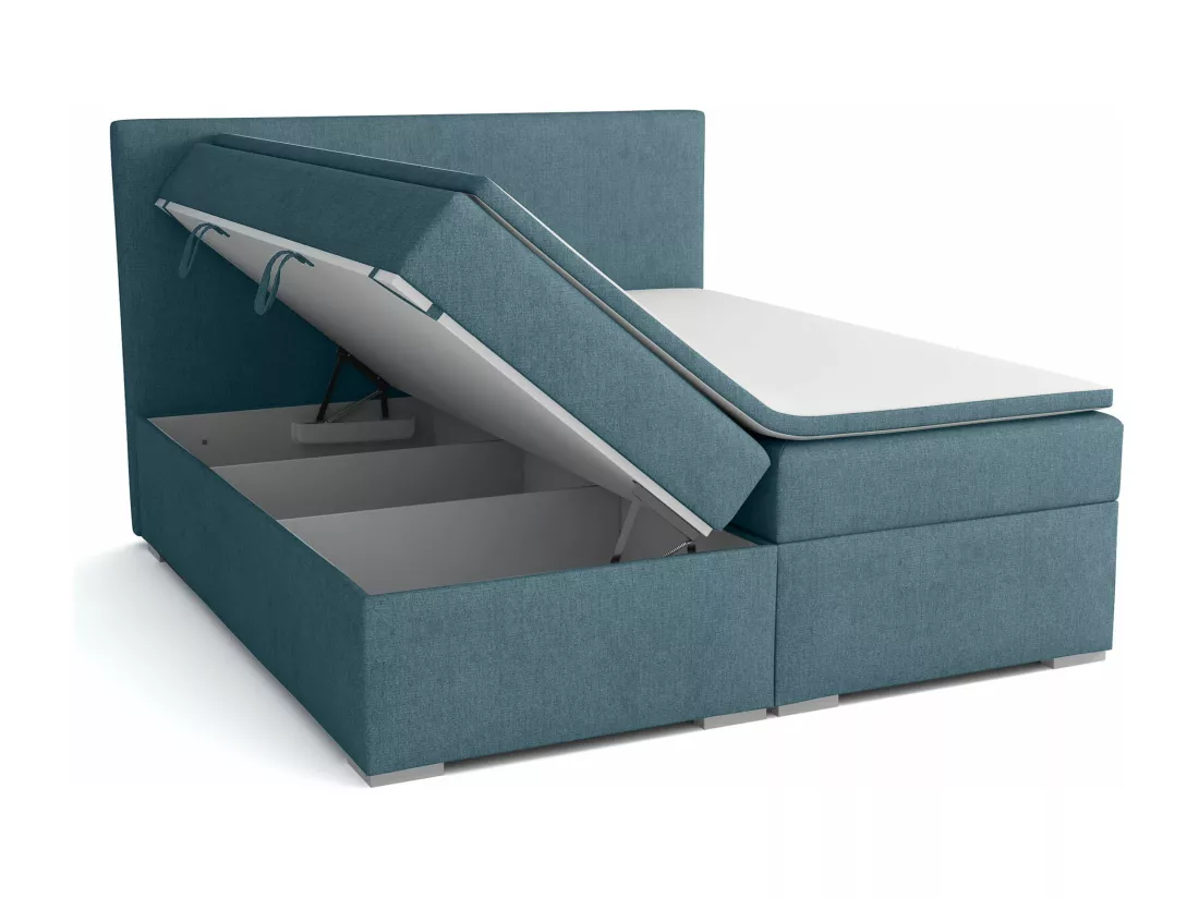 LIT BOXSPRING avec surmatelas Ennis 160x200 cm, Lux 30 (Bleu-vert)