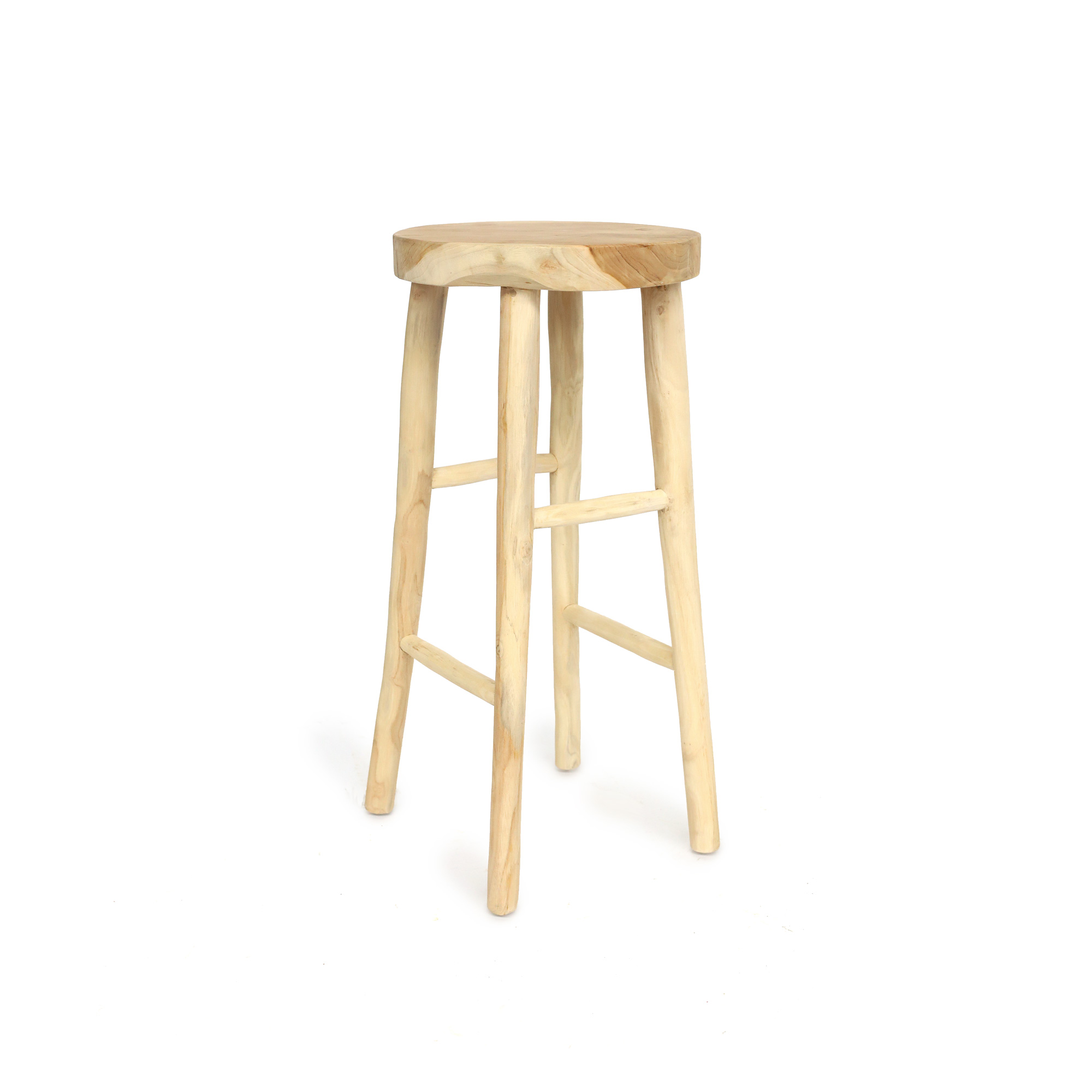 Barhocker 'Riya' aus Teak, natur H 75 cm, Ø 35 cm von fischer's lagerhaus