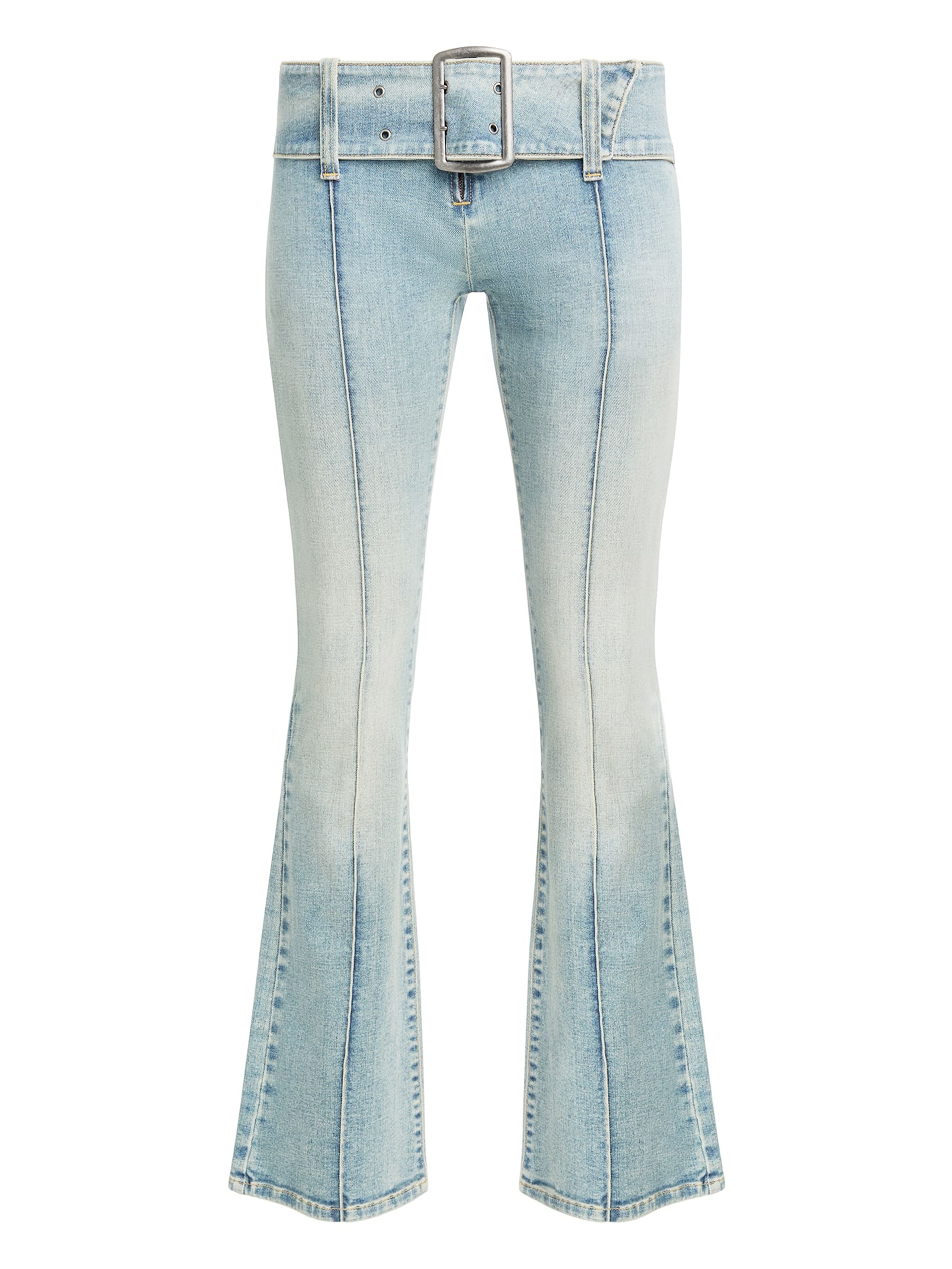 calça jeans bootcut com cinto