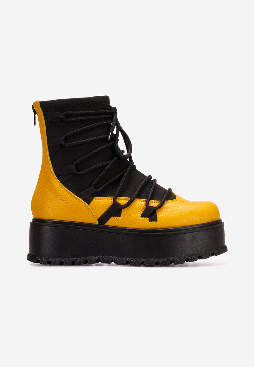 Bottines femme en cuir jaunes Amelia