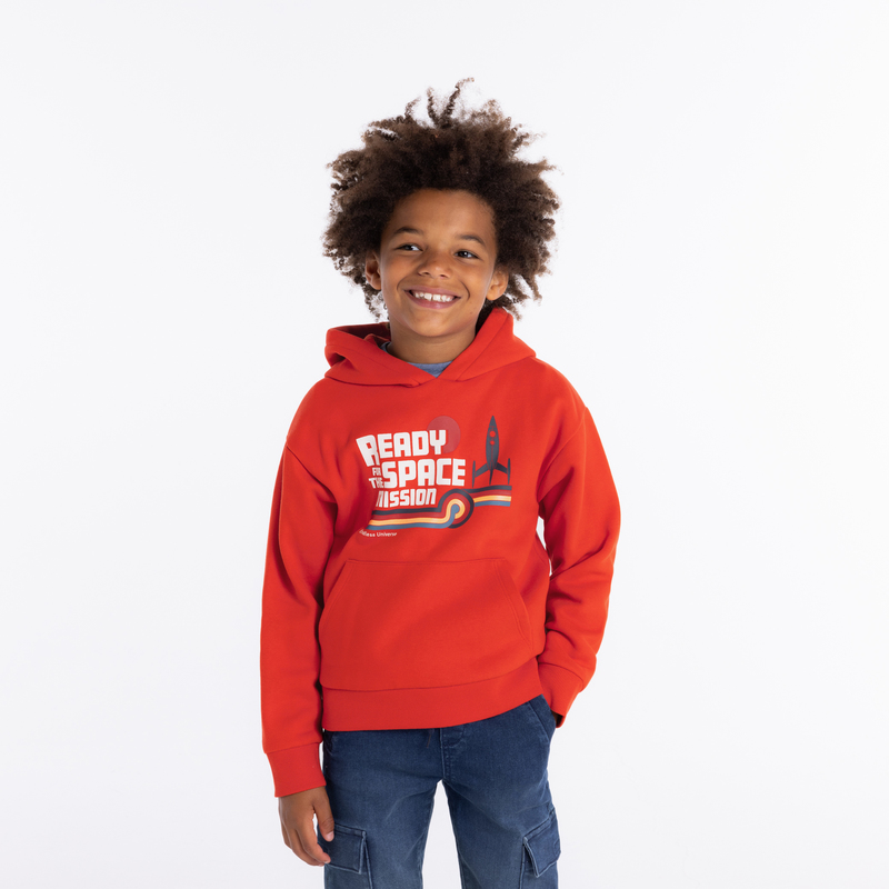 Sweat à capuche à message orange garçon