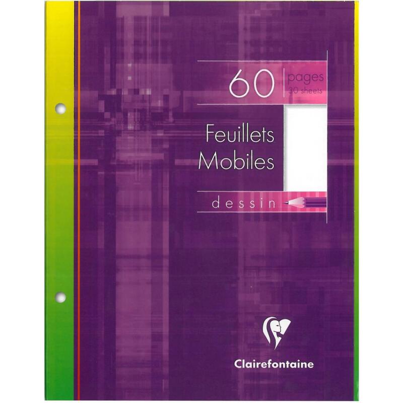 Feuillets mobiles Dessin sous étui 17x22cm 60 pages uni - Blanc