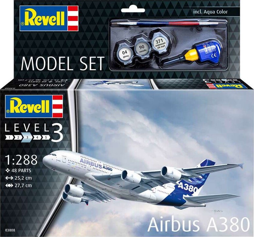 Revell - Airbus A380 Modelfly Byggesæt - 1:288 - Level 3 - 63808