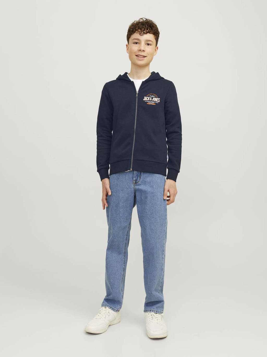 JACK & JONES sweatvest JJELOGO met logo donkerblauw