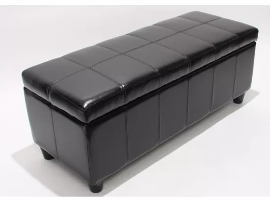 Banc banquette de rangement cuir noire 112 x 45 x 45 cm BAN04012