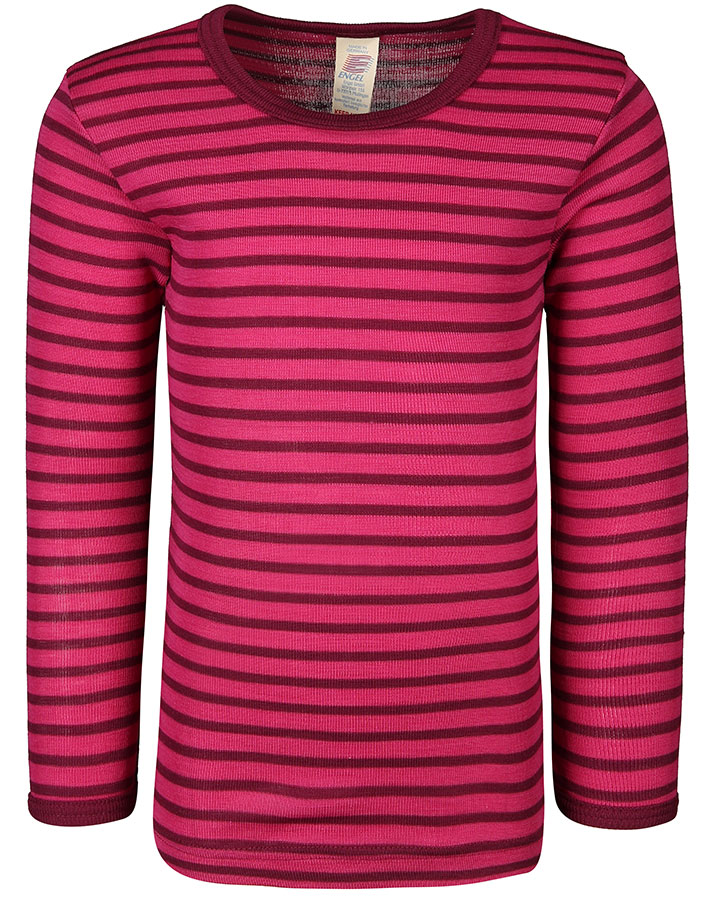 Langarm-Unterhemd STRIPES mit Seide in himbeere/orchidee