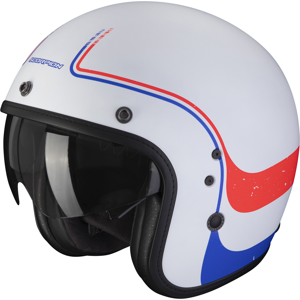 Scorpion - Casque Belfast Evo Soul Blanc Mat / Bleu / Rouge