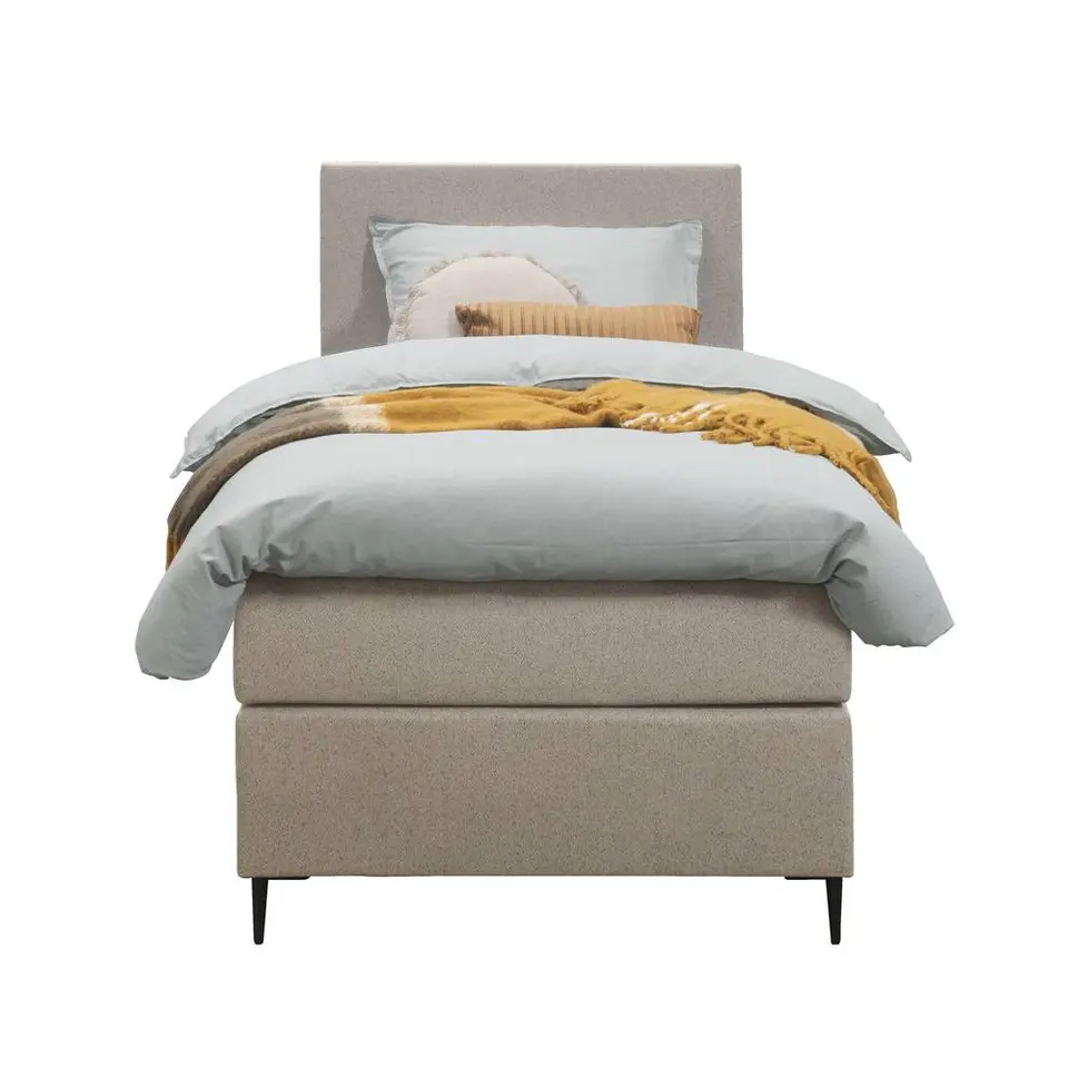 Boxspring Liv egaal - beige - 90x200 cm - slanke poot
