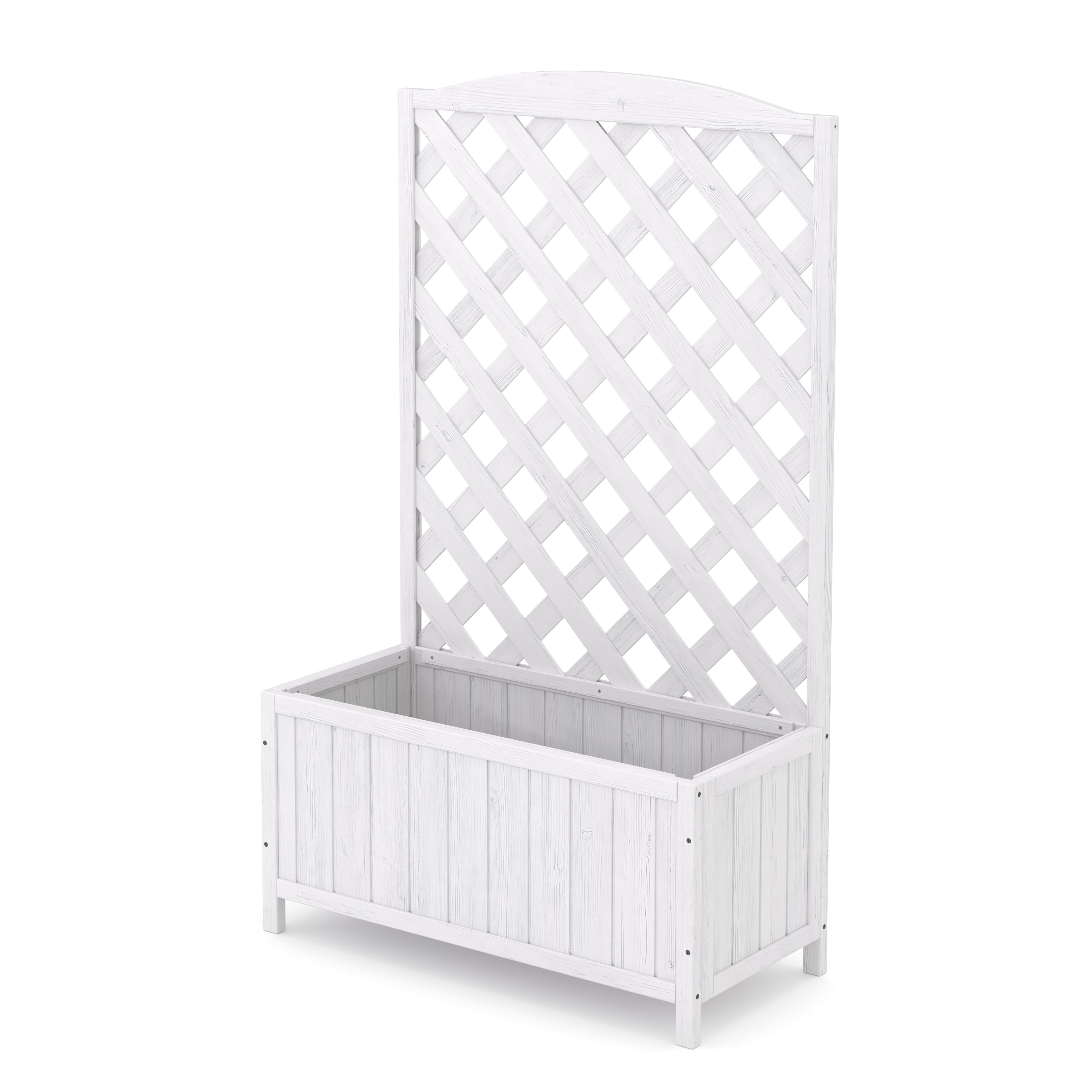 Rankgitter mit Blumenkasten weiss
