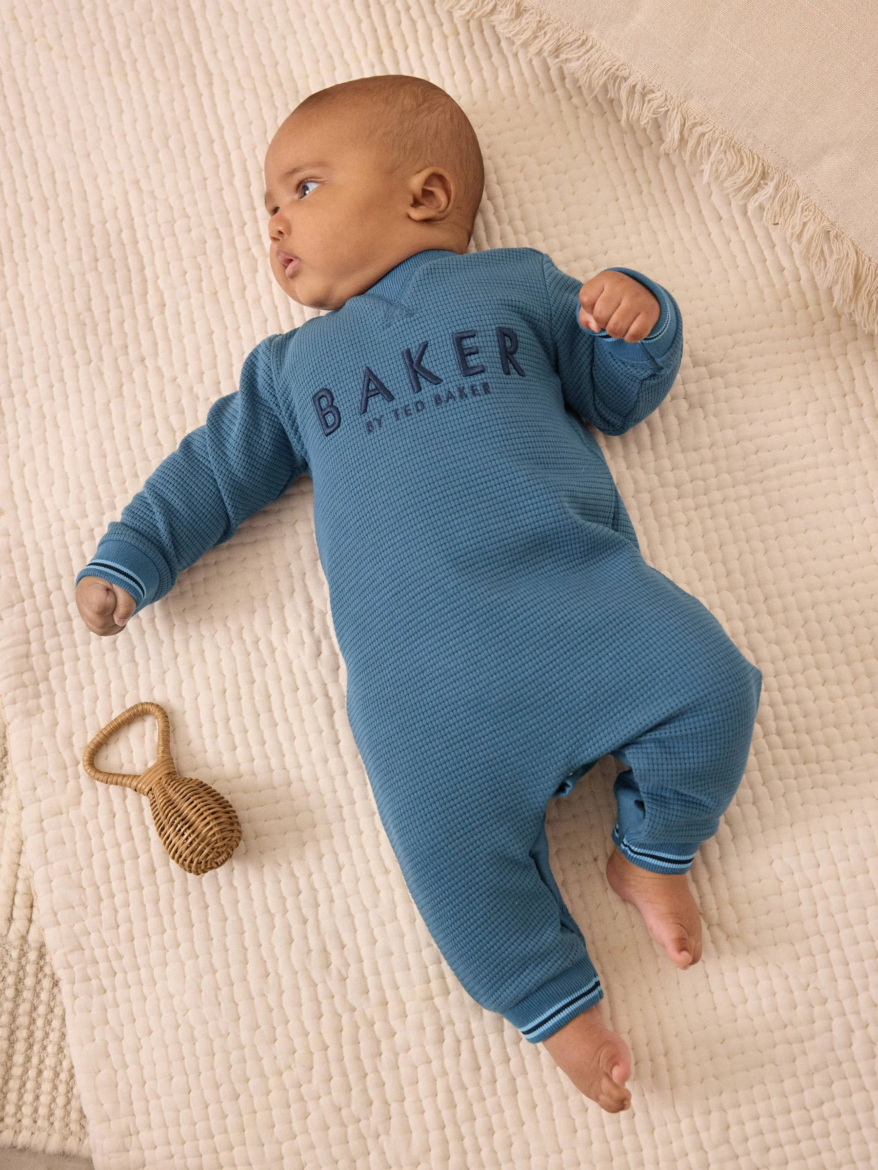Blauw - Baker by Ted Baker Textured Long Sleeve Romper