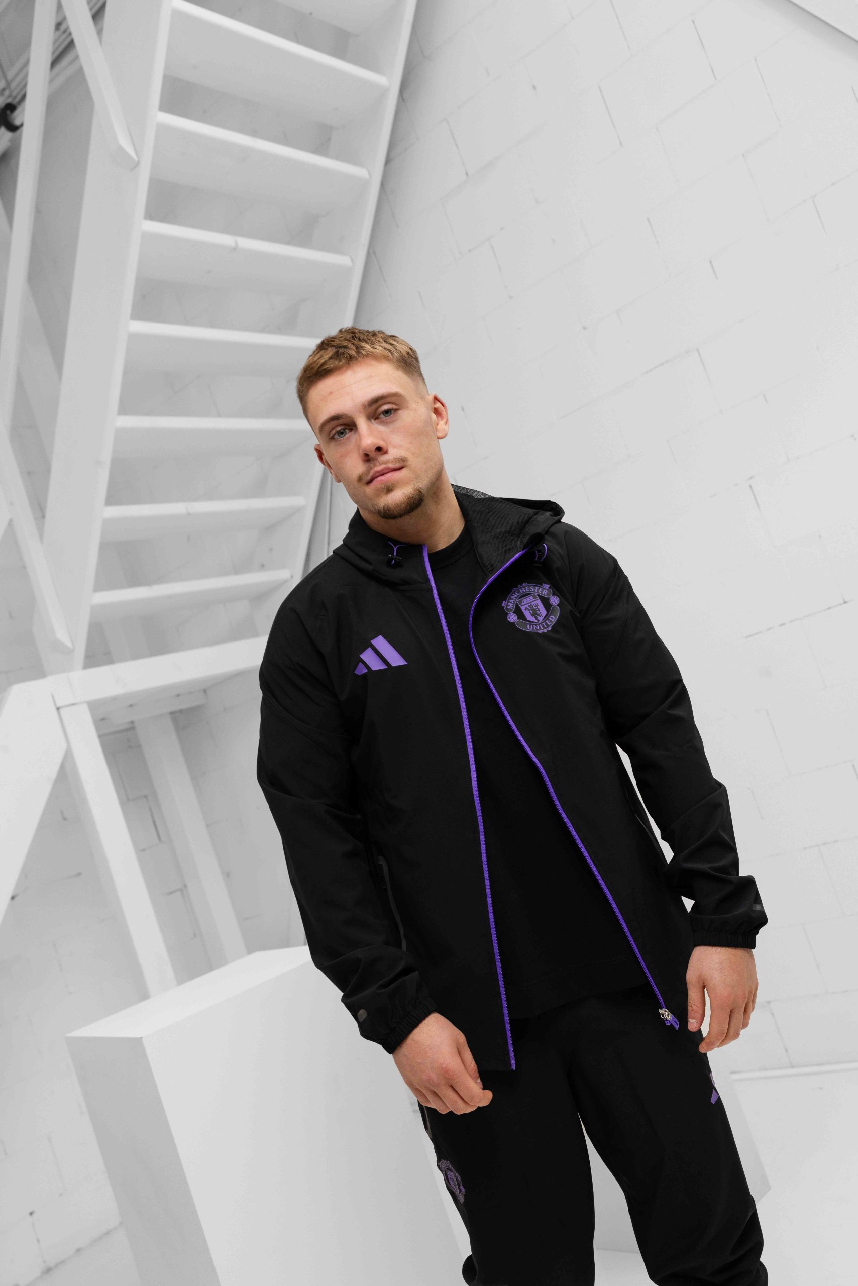 Manchester United Vis Tech Trainingspak Heren Zwart/Paars