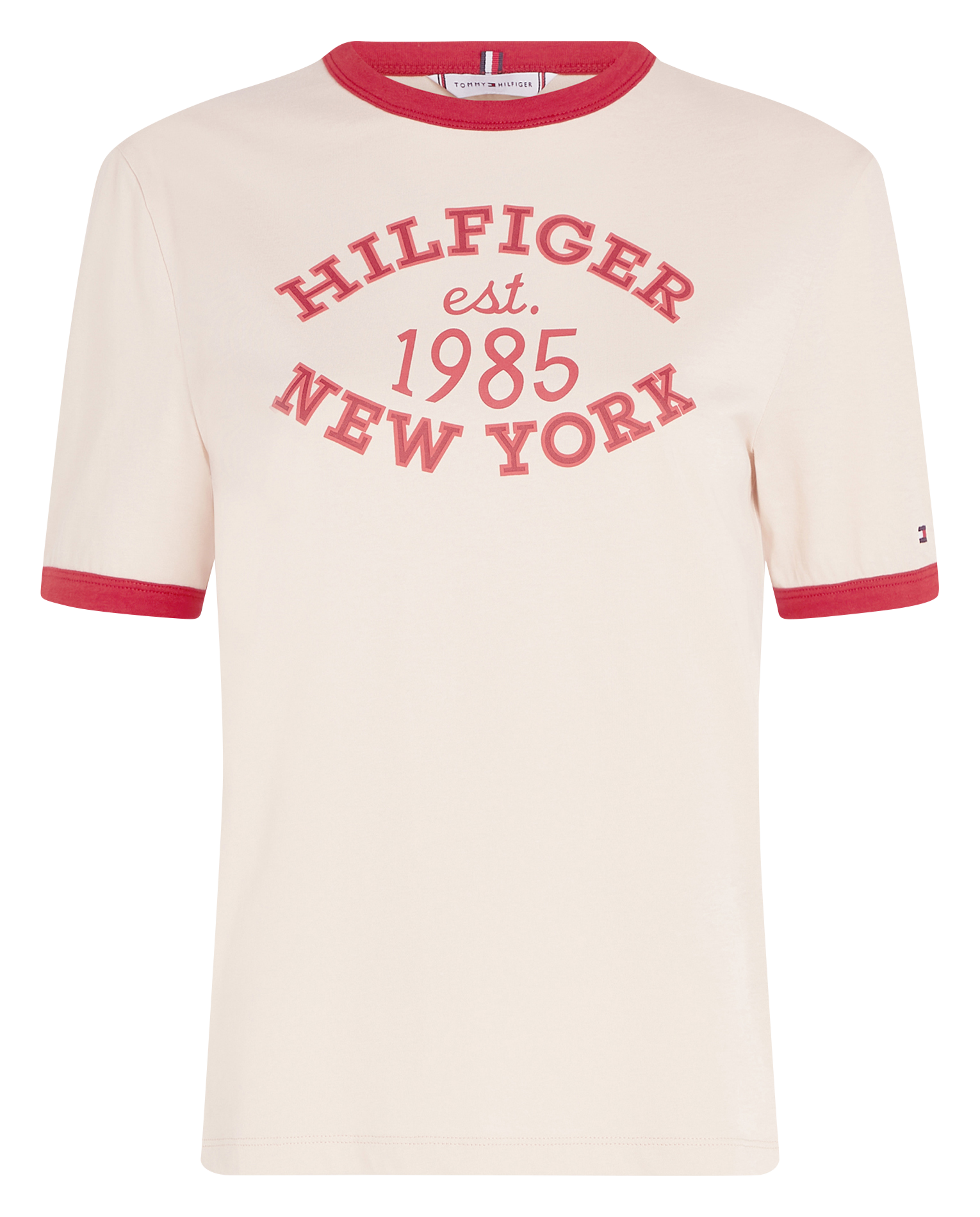 Tee-shirt col rond en coton bio mélangé | Beige