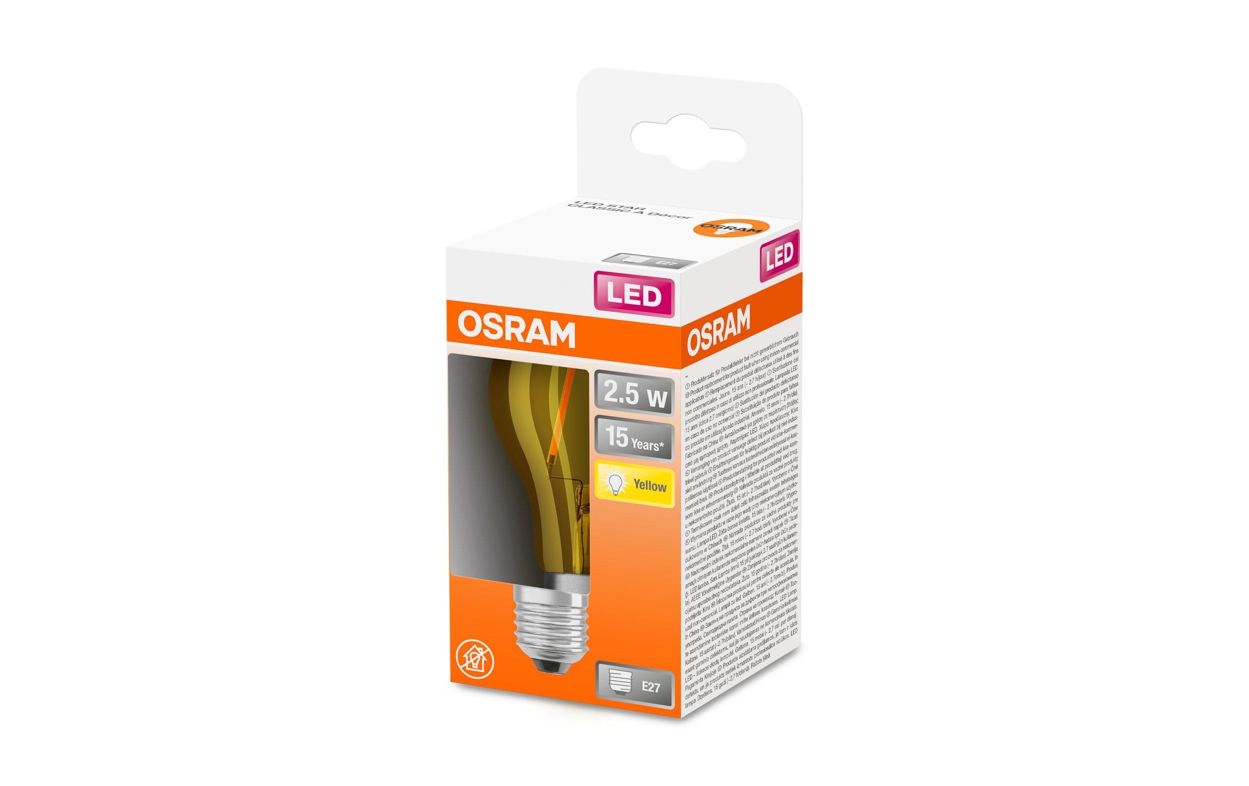 Lampe Star Décor Gelb, 2.5W, E27 WarmweissFarbige LED-Lampe