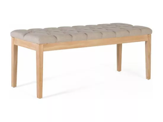 Banc Bois Tissu Marron 122x45x47cm - Décoration d'Autrefois