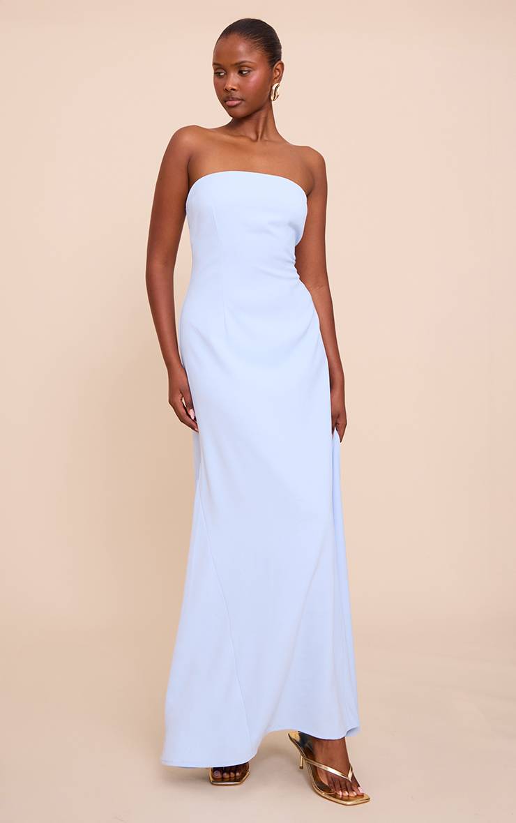 Bleu Clair Robe Longue Bustier En Tissu Tissé Ajusté