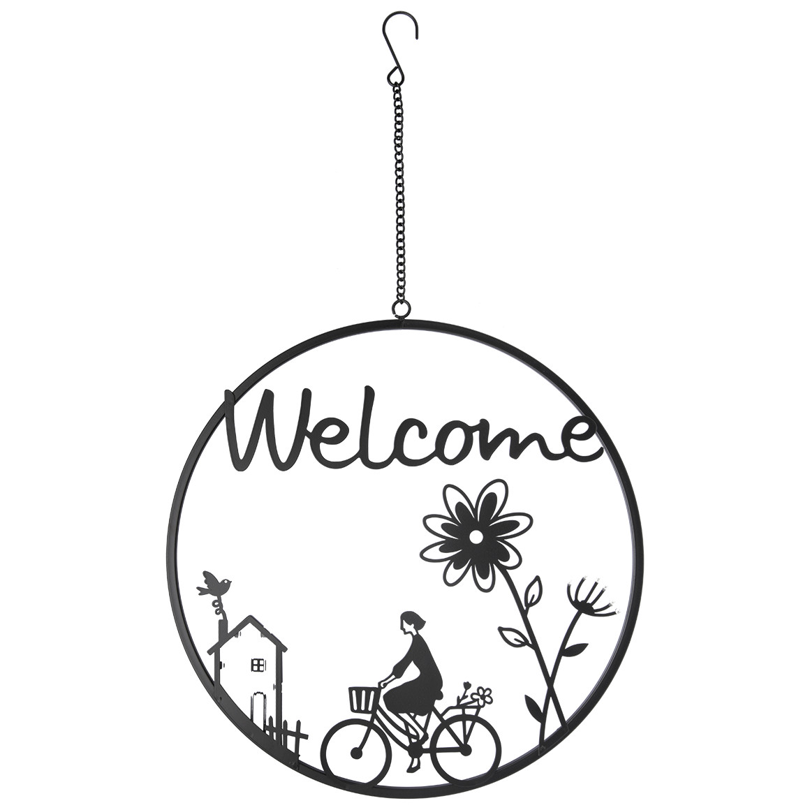 Metall-Wanddeko Welcome schwarz