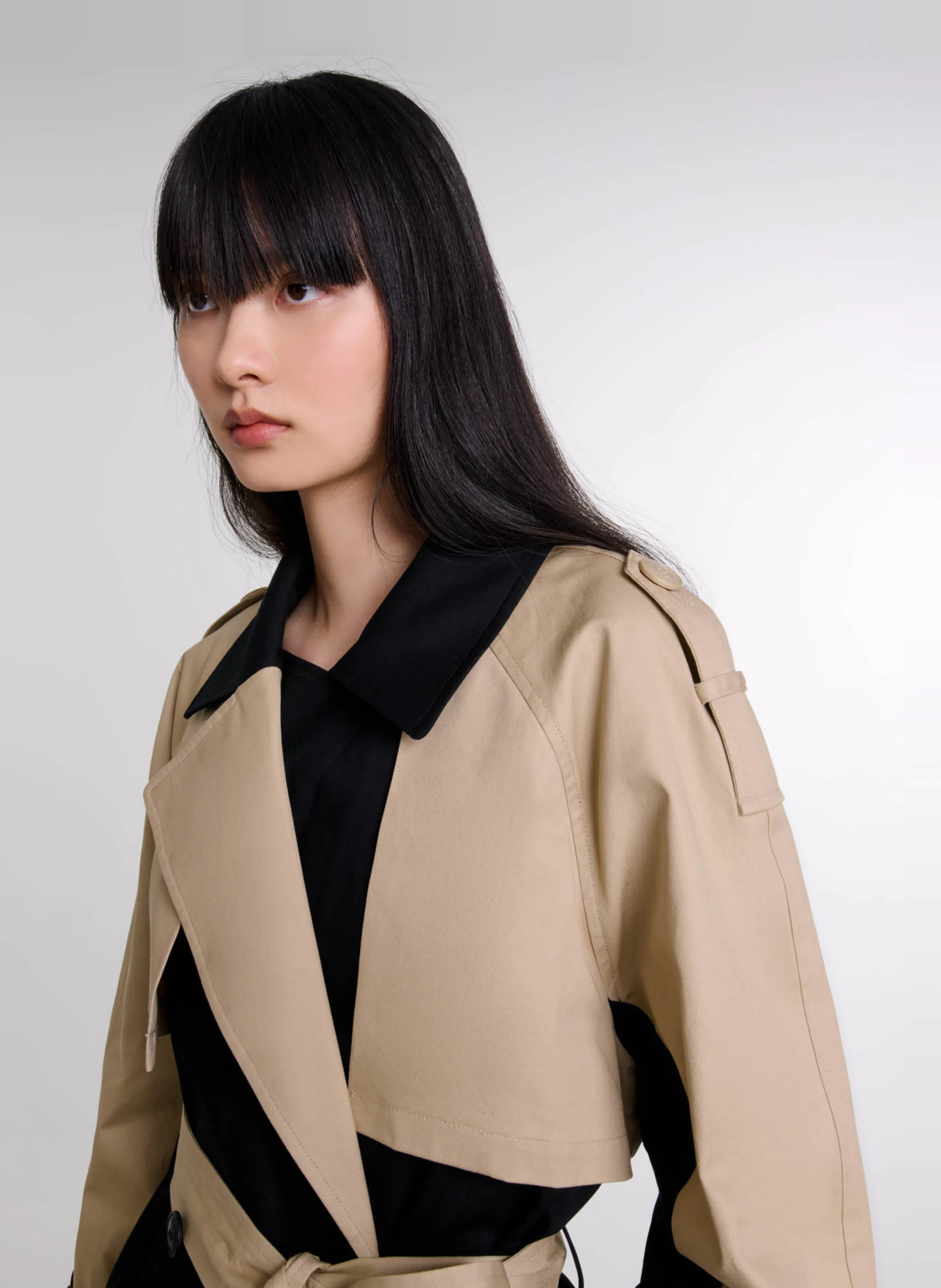 Trench court en coton | Noir