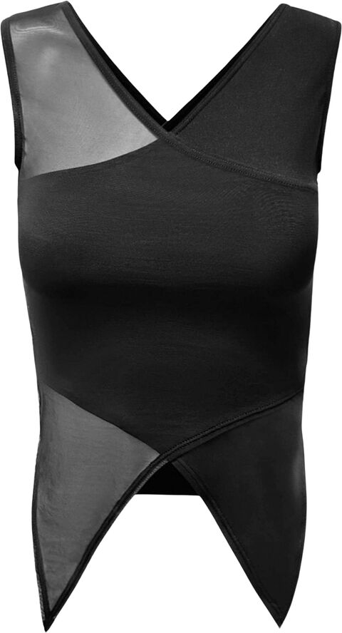 OW Collection Domino Chiffon Top Black caviar