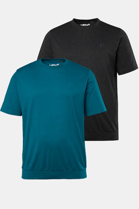 Men+ T-Shirts, 2er-Pack, Bauchfit, Basic, Halbarm, bis 8 XL