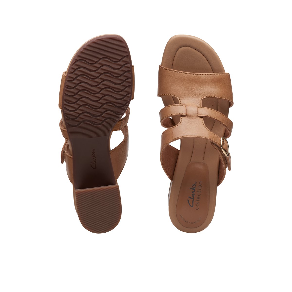 CLARKS-Desirae_palm-Mules Sandales - Talon Bloc - Marron Clair