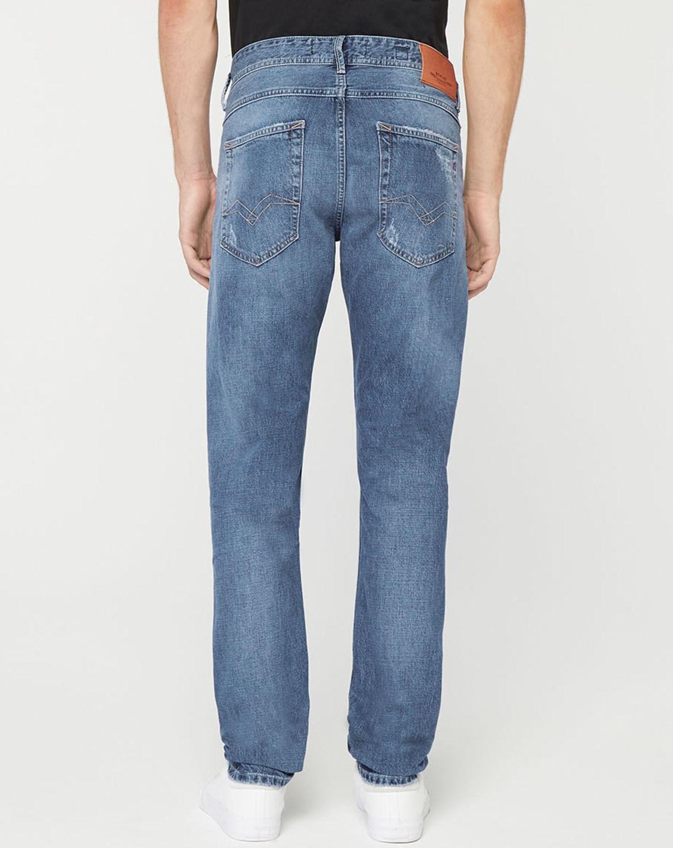 Replay Jean Slim 100% Coton Bio Broken Eged Willbi bleu moyen