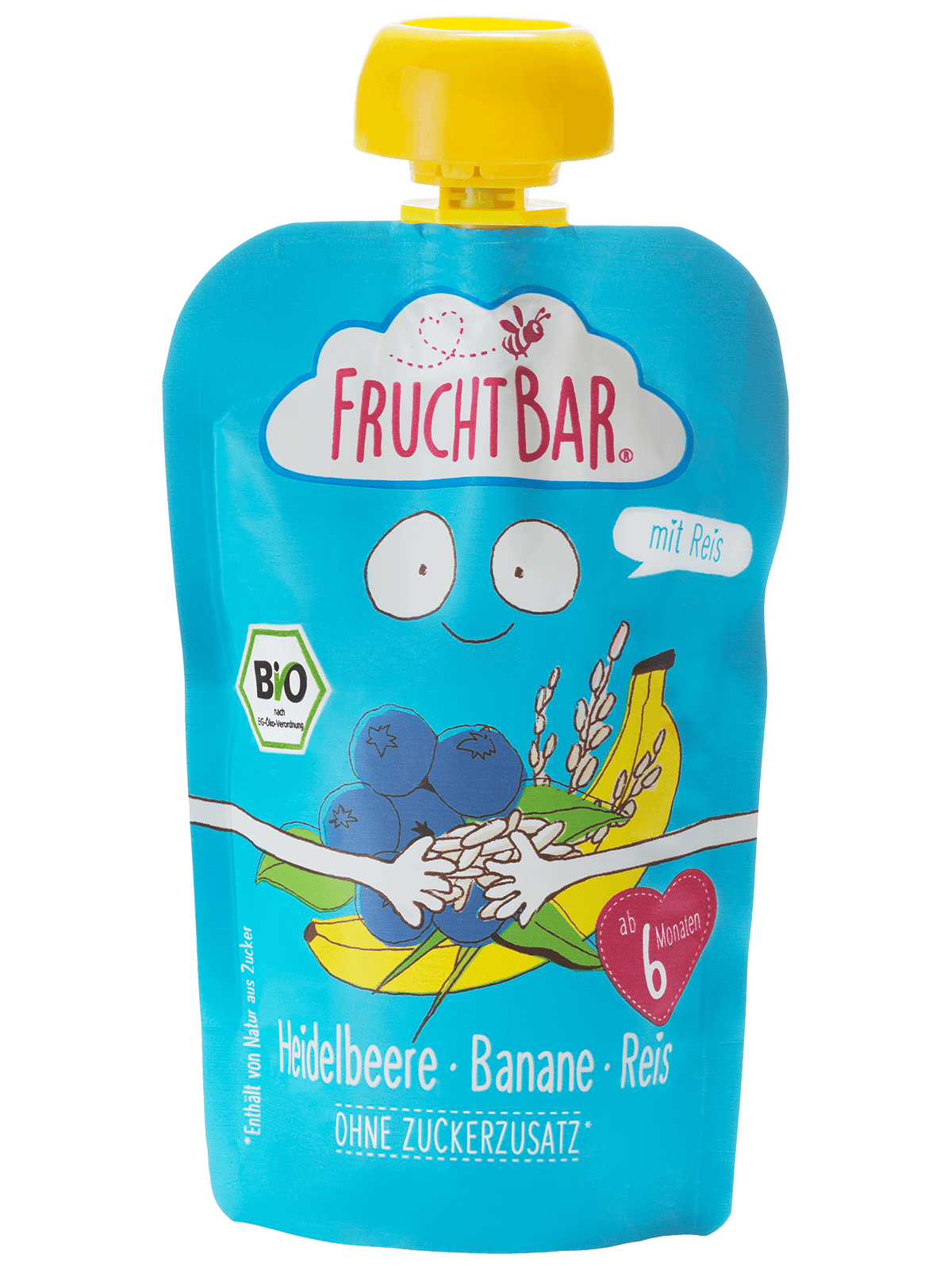 FRUCHTBAR Fruchtpüree<br>100 g, Beutel, Bio Heidelbeere Banane Reis