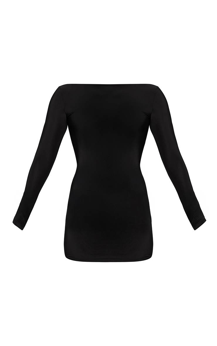 Noir Robe Moulante À Double Couche Dos Ouvert Avec Détail Torsadé