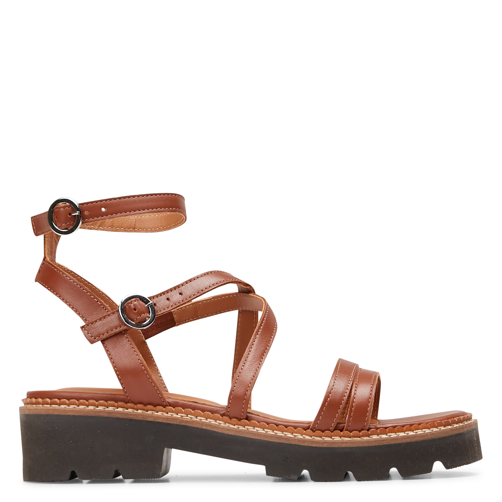INES - Sandales en cuir | Marron