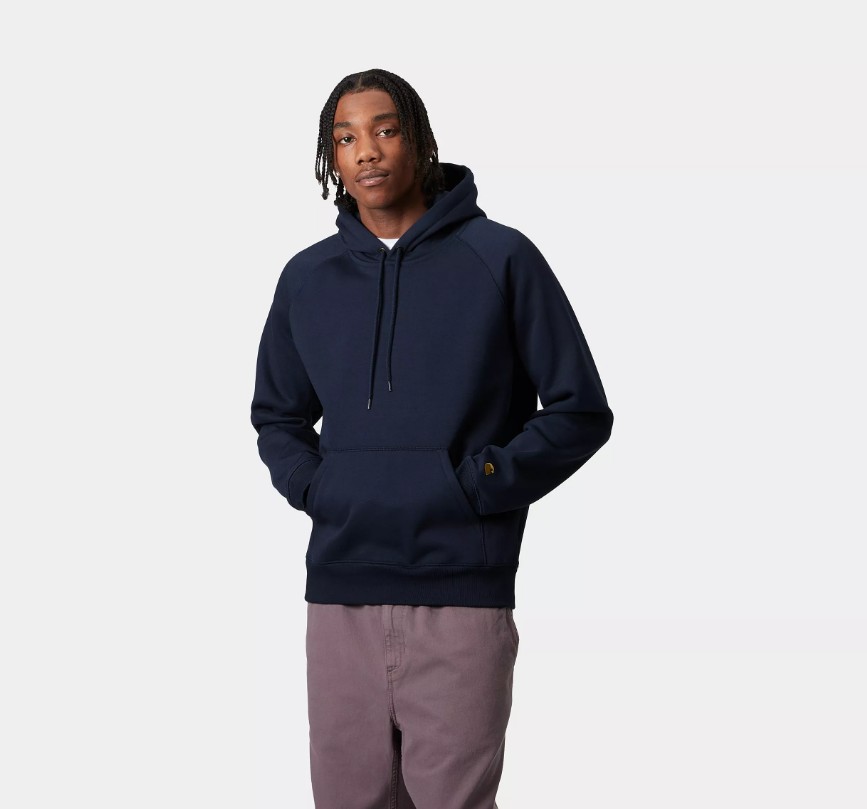 Carhartt WIP Hooded Chase Sweat Duck Blue / Gold