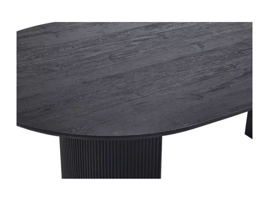 Table à manger ovale VAGOS effet bois brun foncé longueur 200cm, idéal pour une salle à manger conviviale