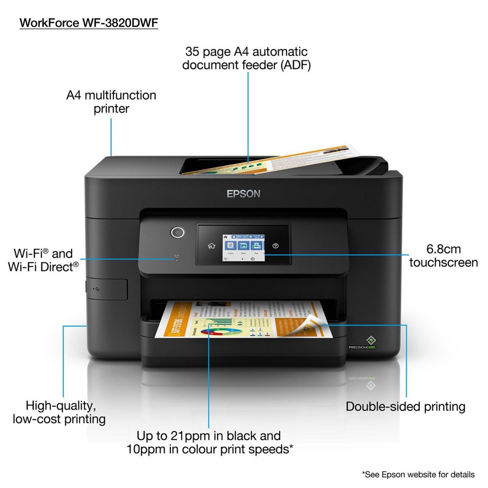Epson - WorkForce Pro WF-3820DWF Multifunktion Blækprinter