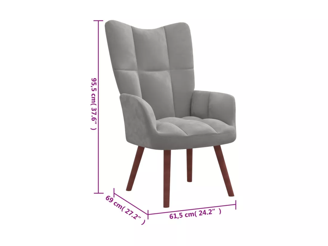 Chaise de relaxation Gris clair Velours